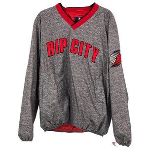 NBA Gray Red Classic Sports Sweatshirt | Pullover V-Neck